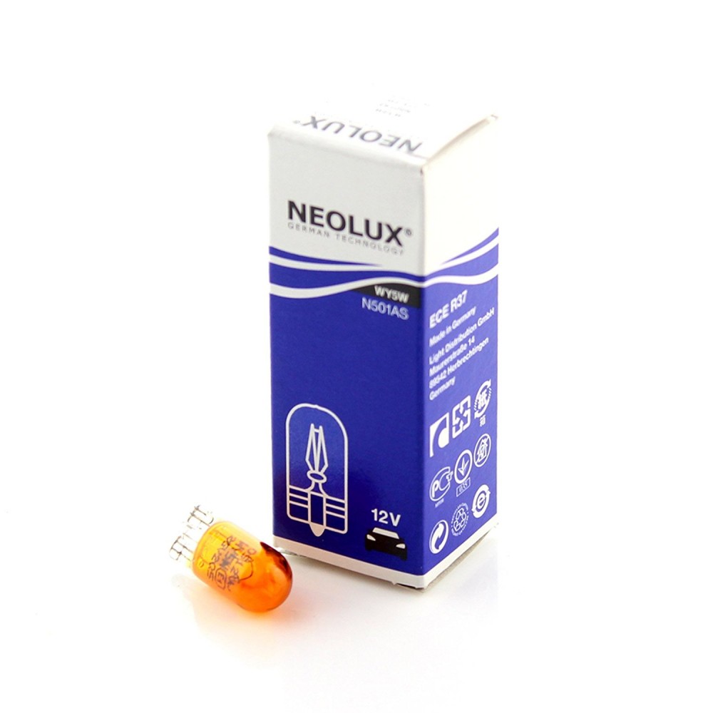 Image for Neolux N501AS 12v 5w amber W2.1x9.5d (501A) Single box
