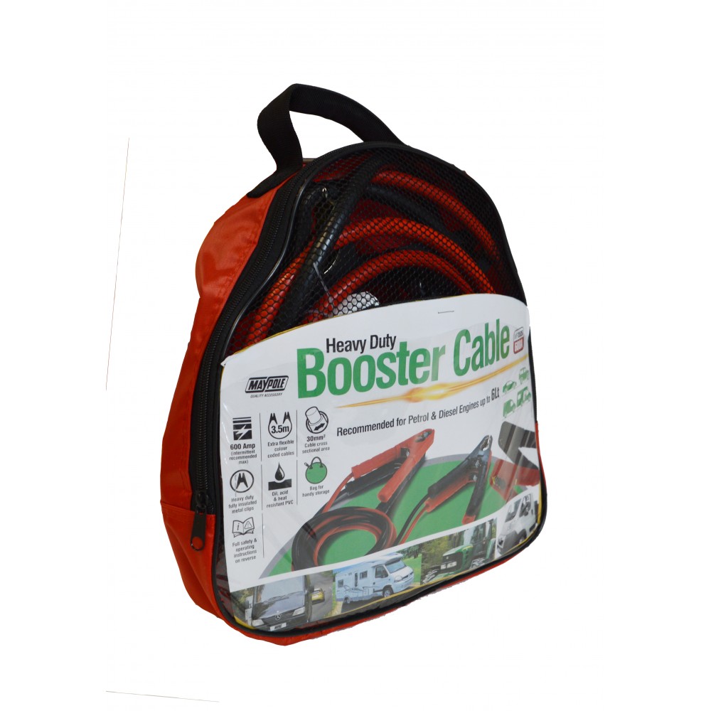 Image for Maypole MP3526 600 Amp/3.5 Metre Heavy Duty Booster Cables in Nylon Bag