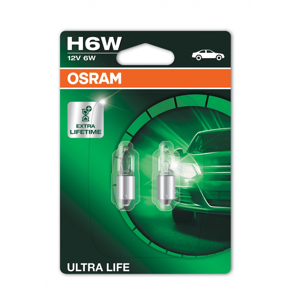 Image for Osram 64132ULT-02B Ultra Life 12v 6w BAX9s (434LL) Twin bliste