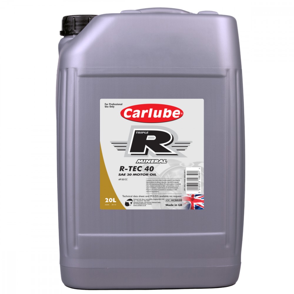 Image for Triple-R R-TEC-40 SAE-30 API SE/CC Mineral 20 Litre