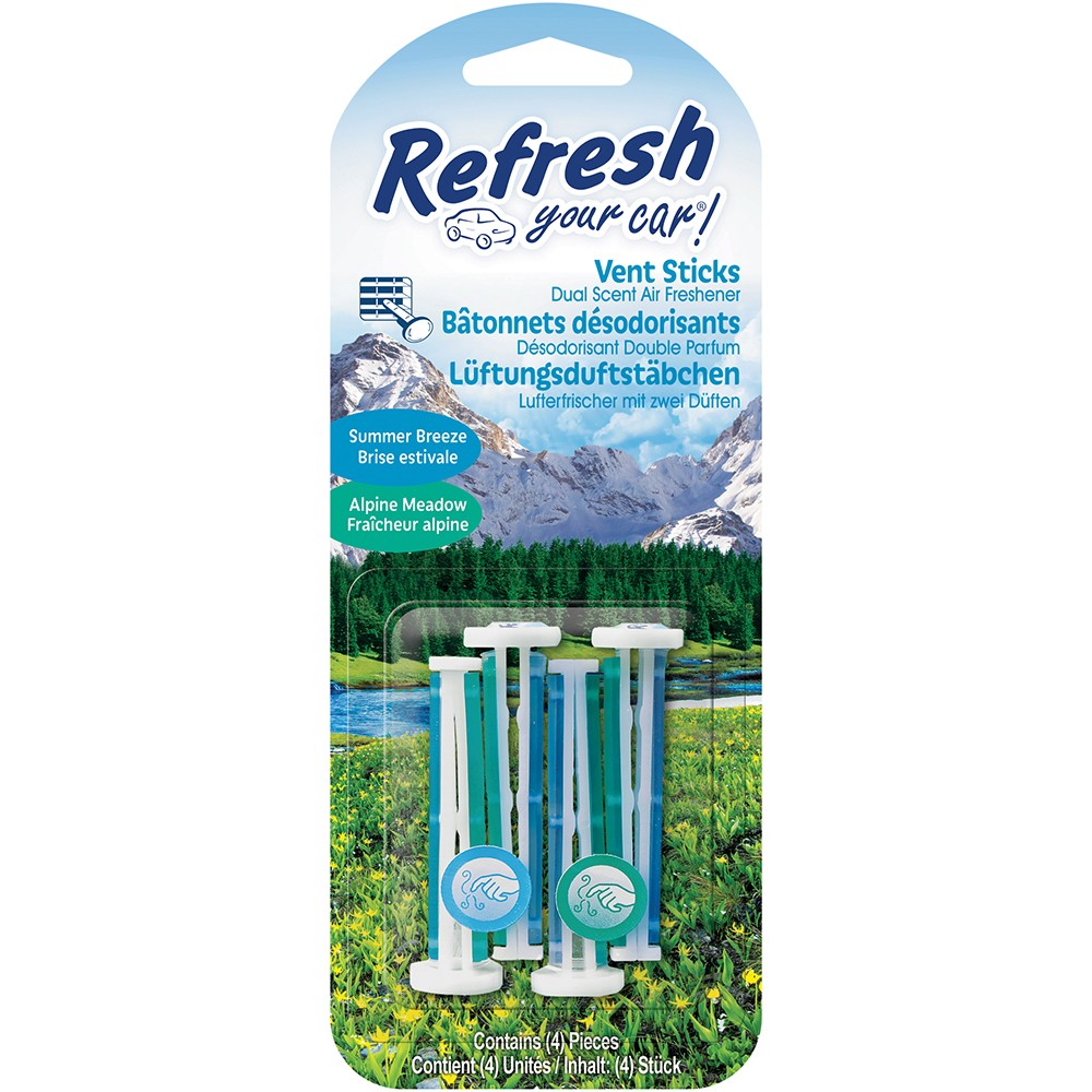 Image for Refresh Your Car 301408600 Air freshener Alpine Meadow / Summer Breeze Vent Sticks 4 Pack