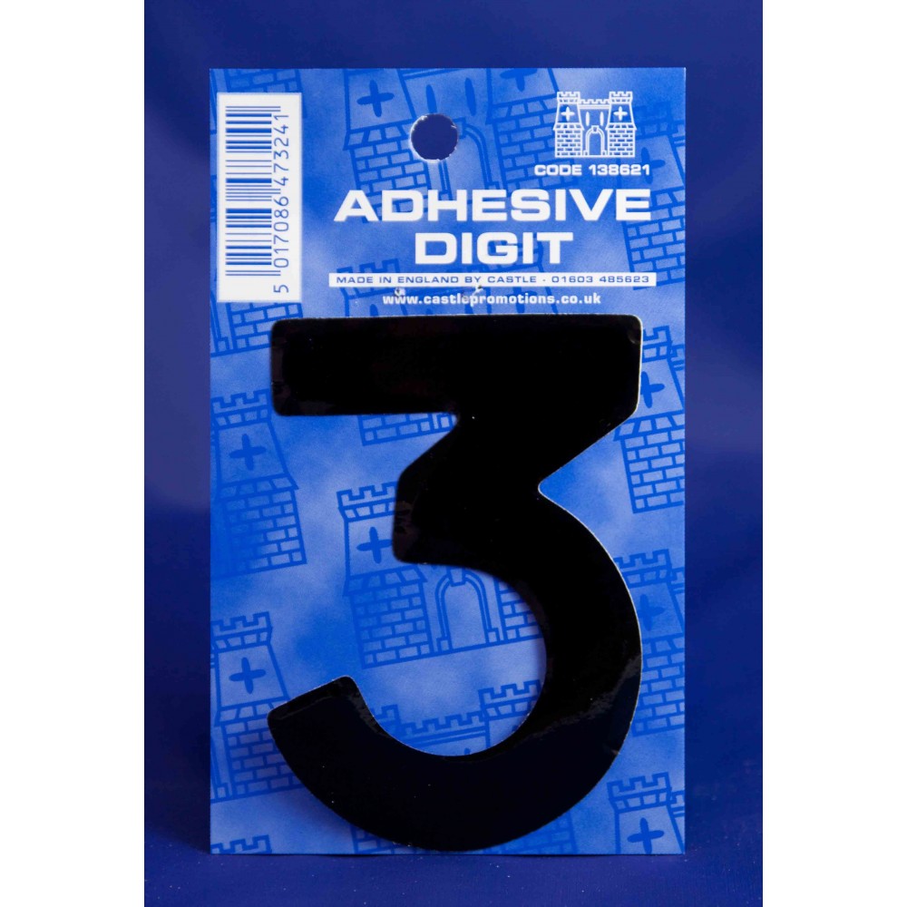 Image for Castle B3 3 Self Adhesive Digits Blk 3inc