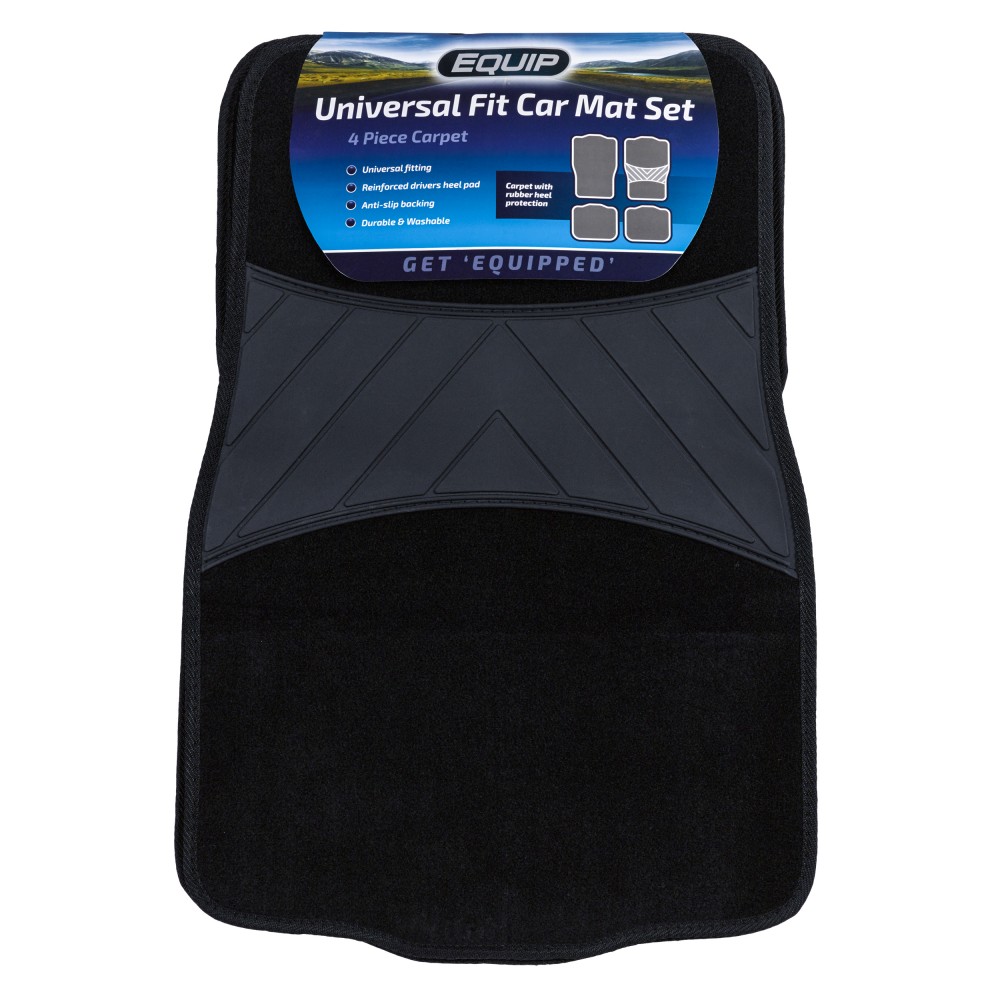 Image for Equip EMU010 Universal Fit Car Mat Set - Carpet With Pvc Heel & Black Trim