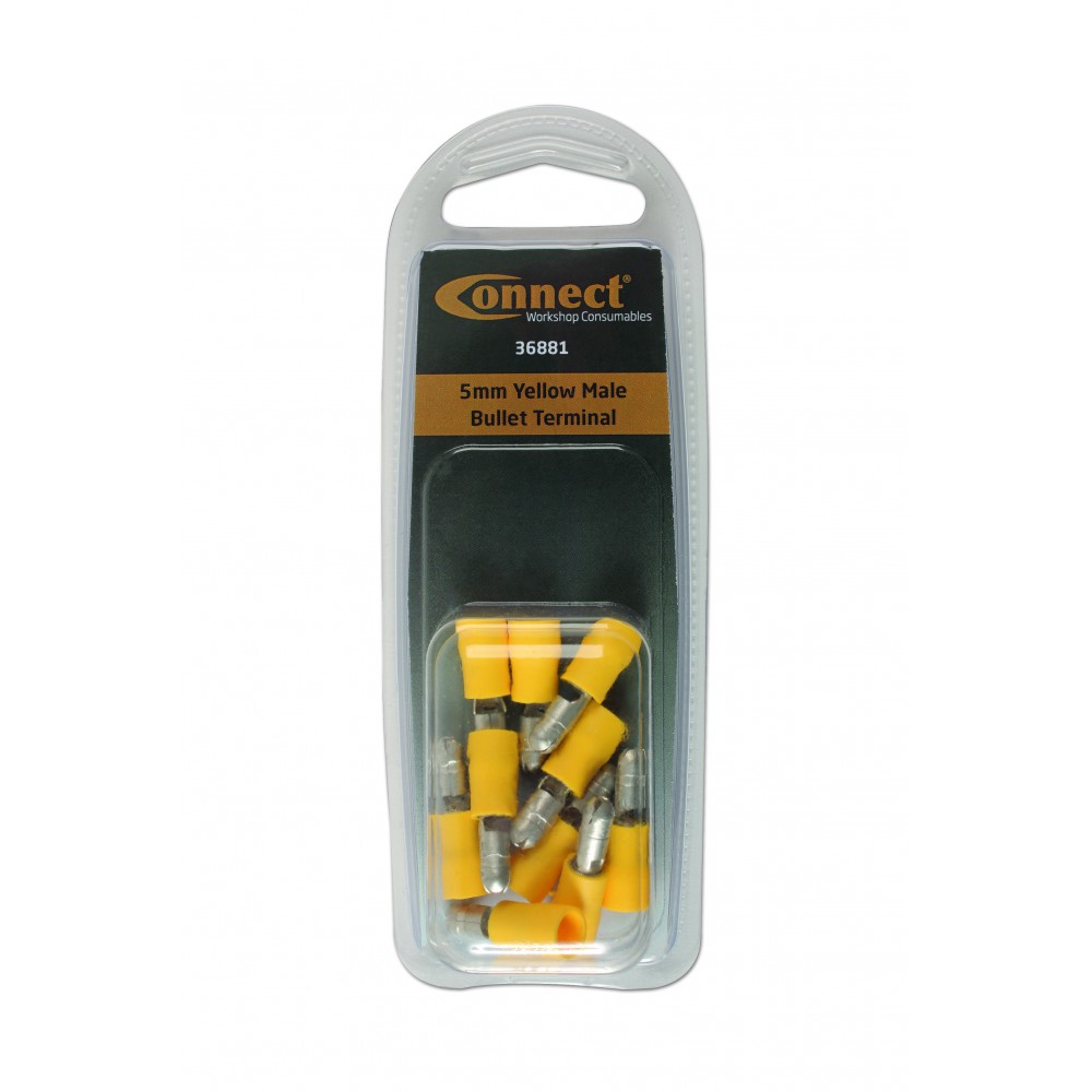 Image for Connect 36881 5mm Yellow Male Bullet Terminal Pk 10