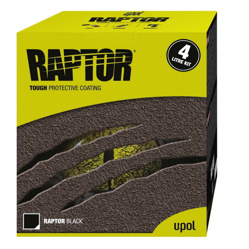 Image for U-Pol Raptor Tough & Tintable Protective Coating 4 Bottle Kit - Black