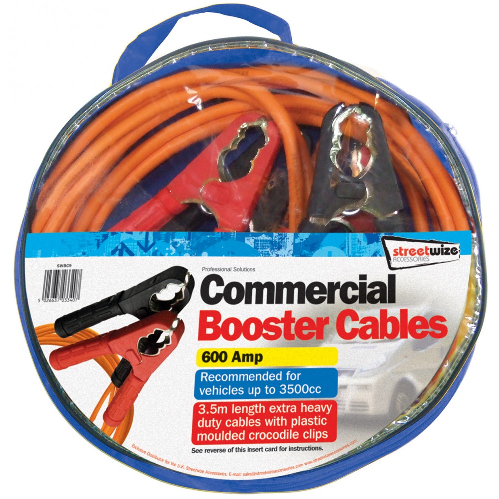 Image for Streetwize SWBC9 3.5 Metre 600 Amp Booster Cables
