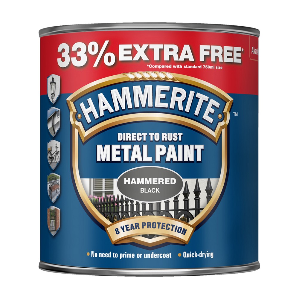 Hammerite 5158237 260 Metal Paint Hammered Black 750ml 33% Hammerite 5158237 260 Metal Paint Hammered Black 750ml 33%