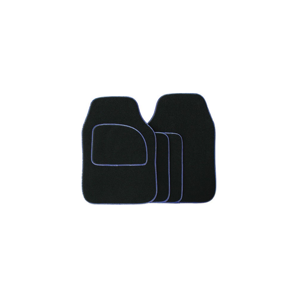 Image for Streetwize SWCM32 Black Carpet 4 Mats Set with Blue Piping