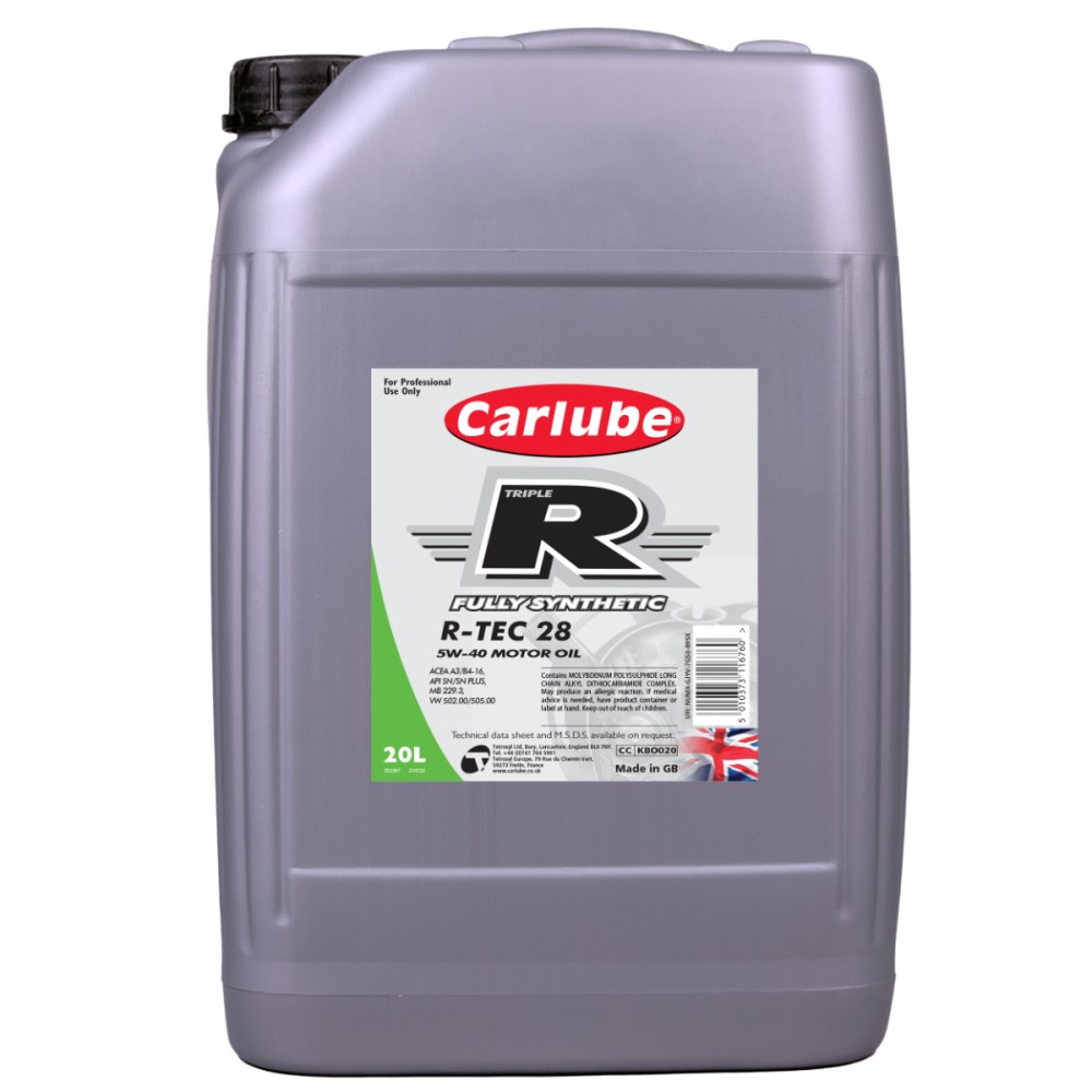Image for Triple-R R-TEC-28 5W-40 A3/B3 A3/B4 Fully Synthetic 20 Litre