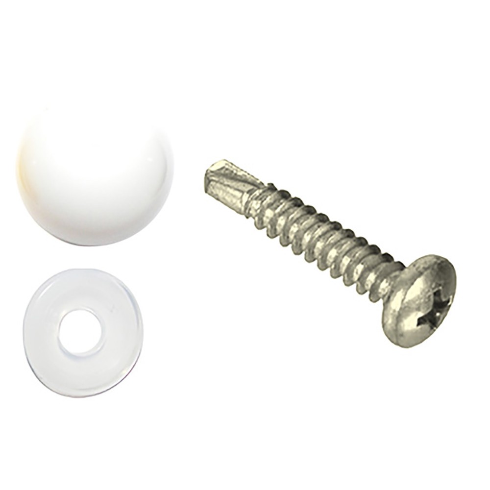 Image for Pearl PWN1113 Number Plate Self Drill Screw & Domed Cap Wh