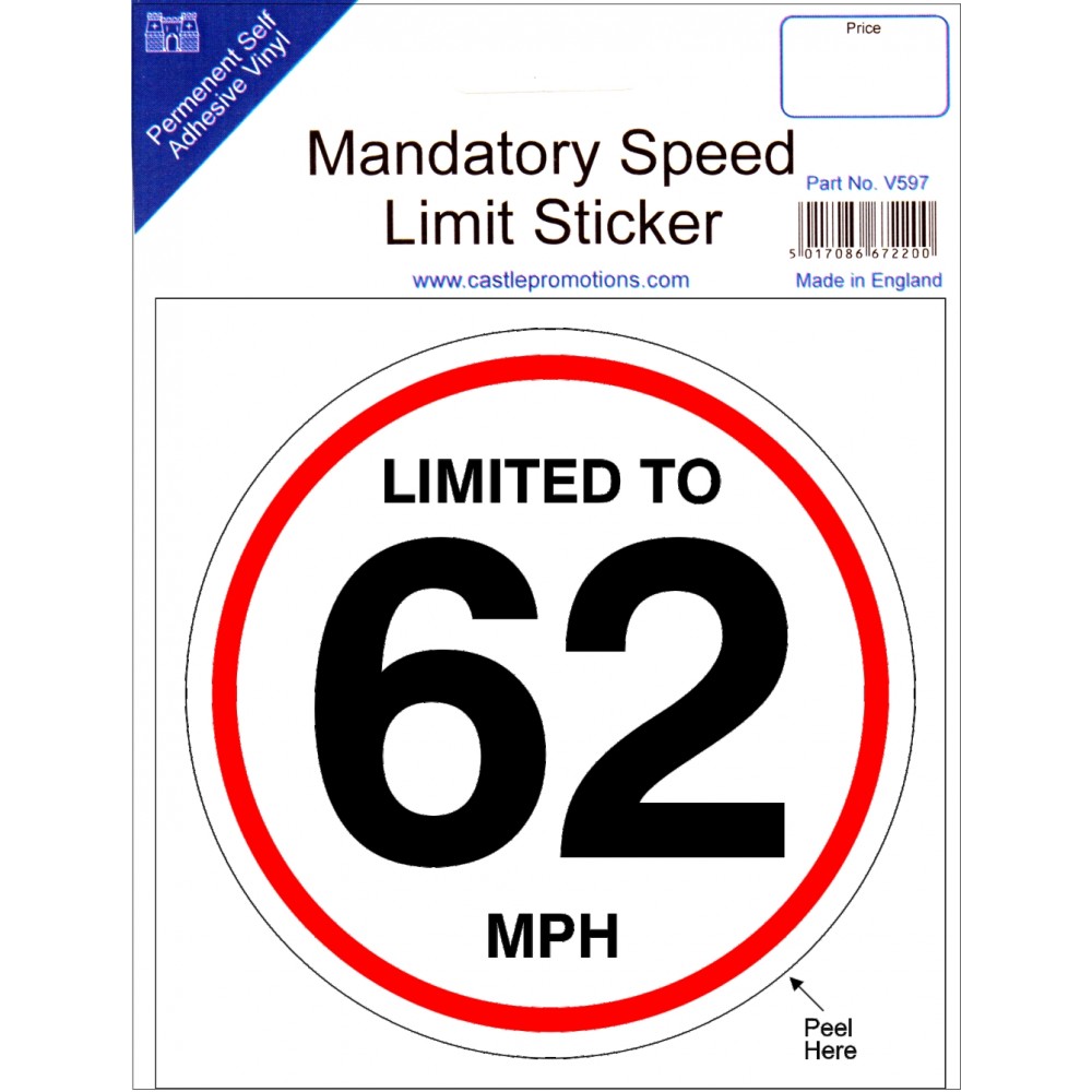 Image for Castle V597 Limited to 62mph sticker
