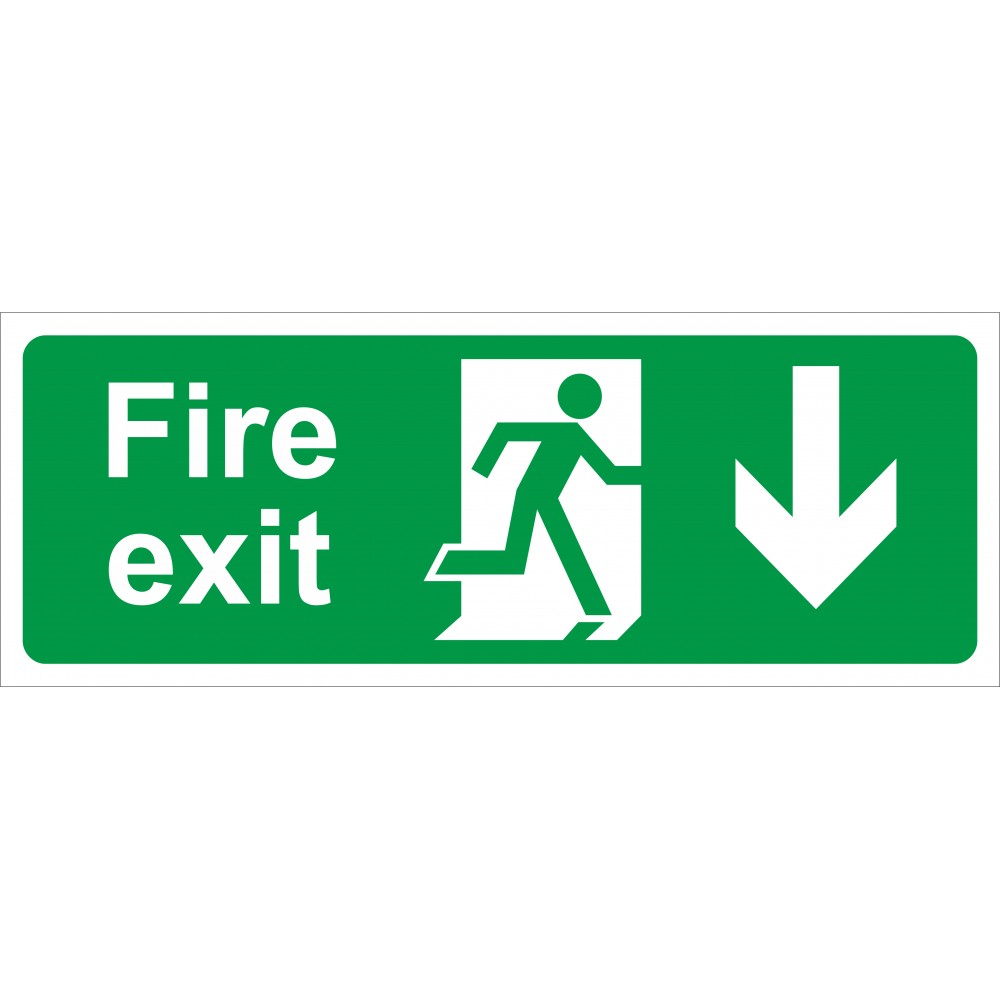 Image for Castle SS038SA Fire Exit Arrow Down Safety Sign