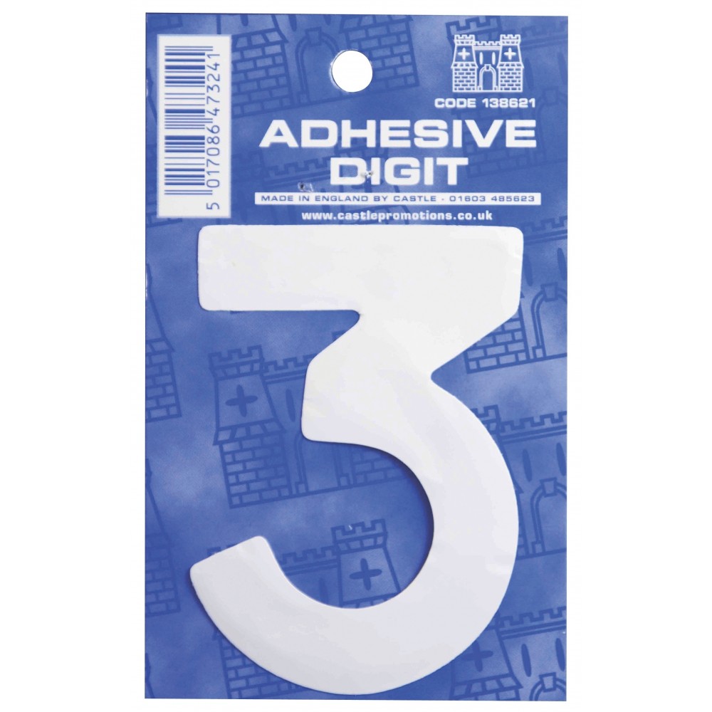 Image for Castle W3 3 Self Adhesive Digits White 3inc