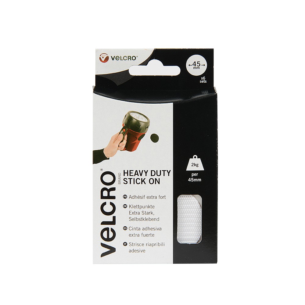 Image for VELCRO® Brand EC60249 Heavy Duty Big Coins White 45 mm - Pack of 6
