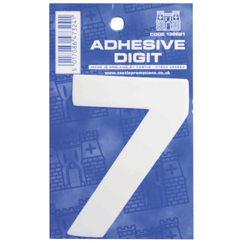 Image for Castle W7 7 Self Adhesive Digits White 3inc