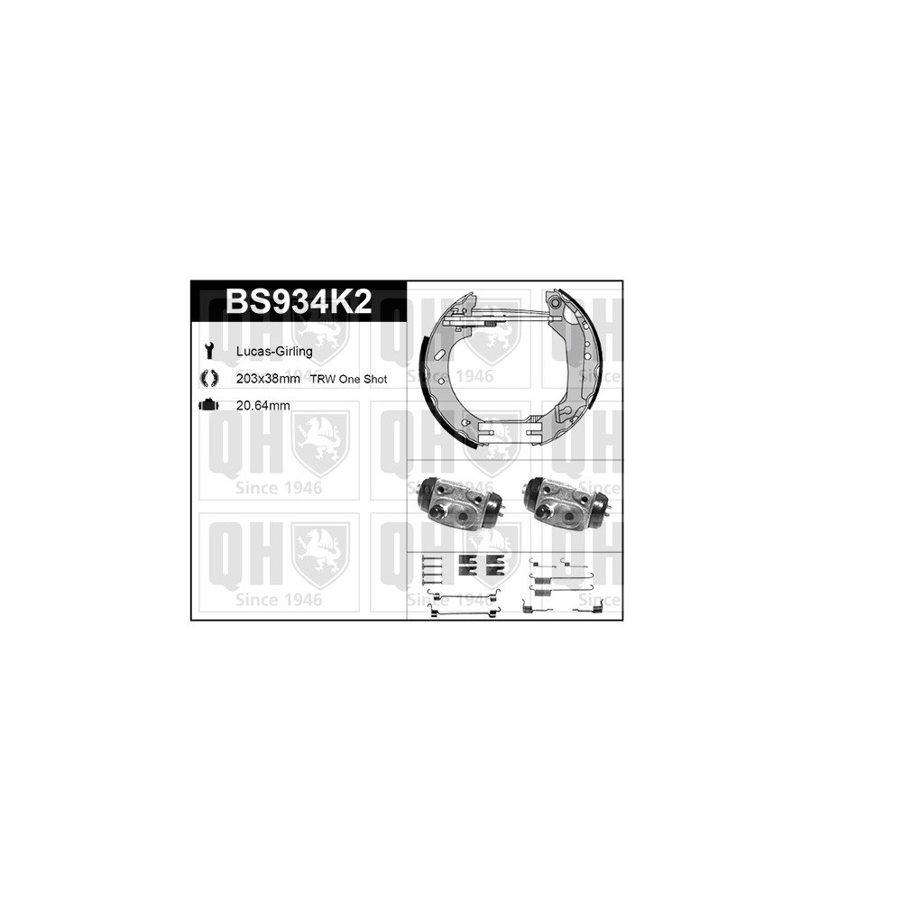 Image for QH BS934K2 Brake Shoe Kit