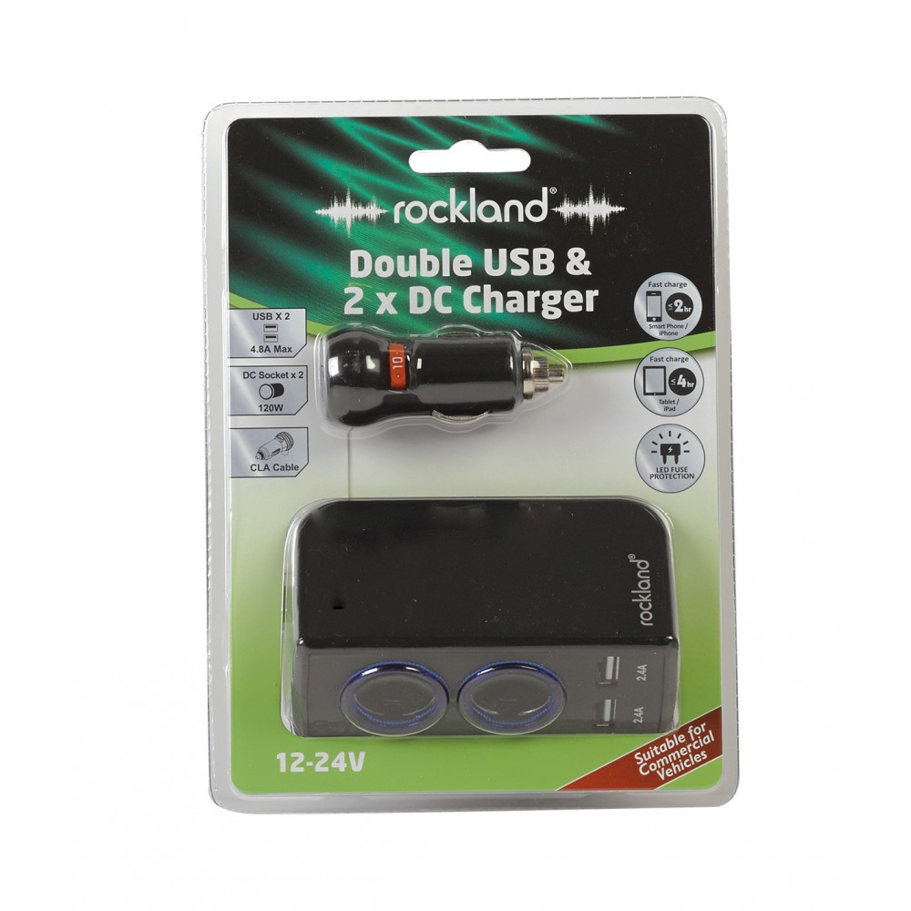 Image for Rockland RUD003 Double USB & 2 x DC Charger