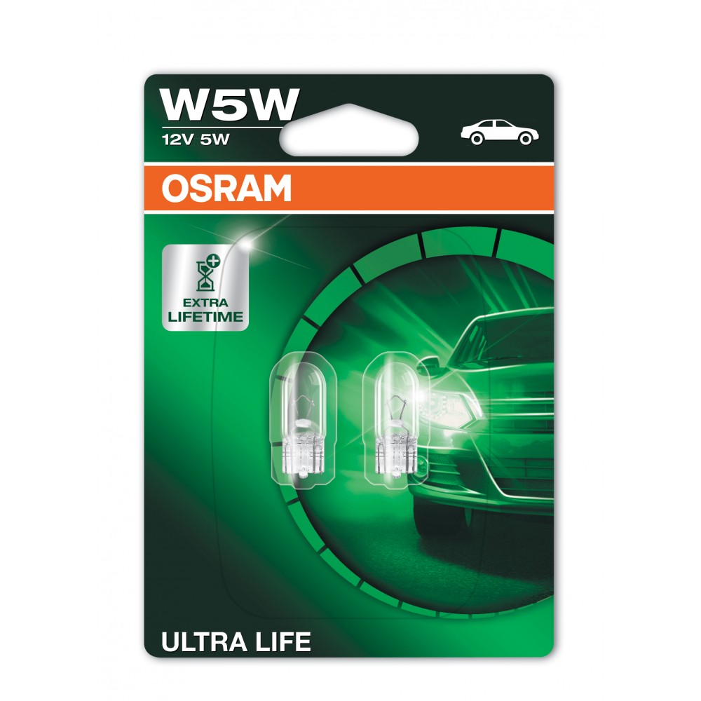 Image for Osram 2825ULT-02B Ultra Life 12v 5w W2.1x9.5d (501LL) Twin bli