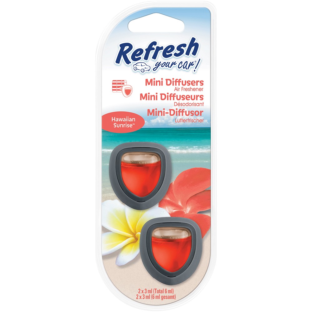 Image for Refresh Your Car 301408300 Air freshener Haiwaian Sunrise Scent Mini Diffuser Twin Pack
