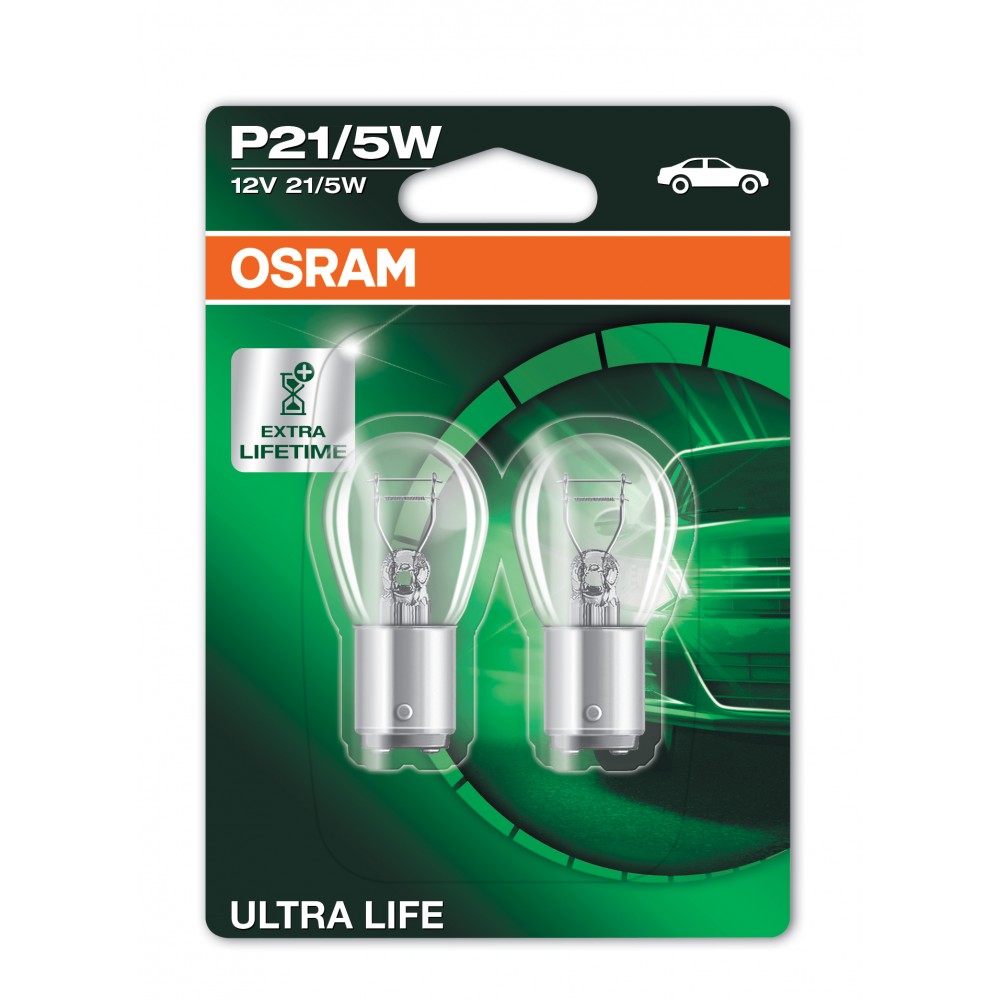 Image for Osram 7528ULT-02B Ultra Life 12v 21/5w BAY15d (380LL) Twin bli