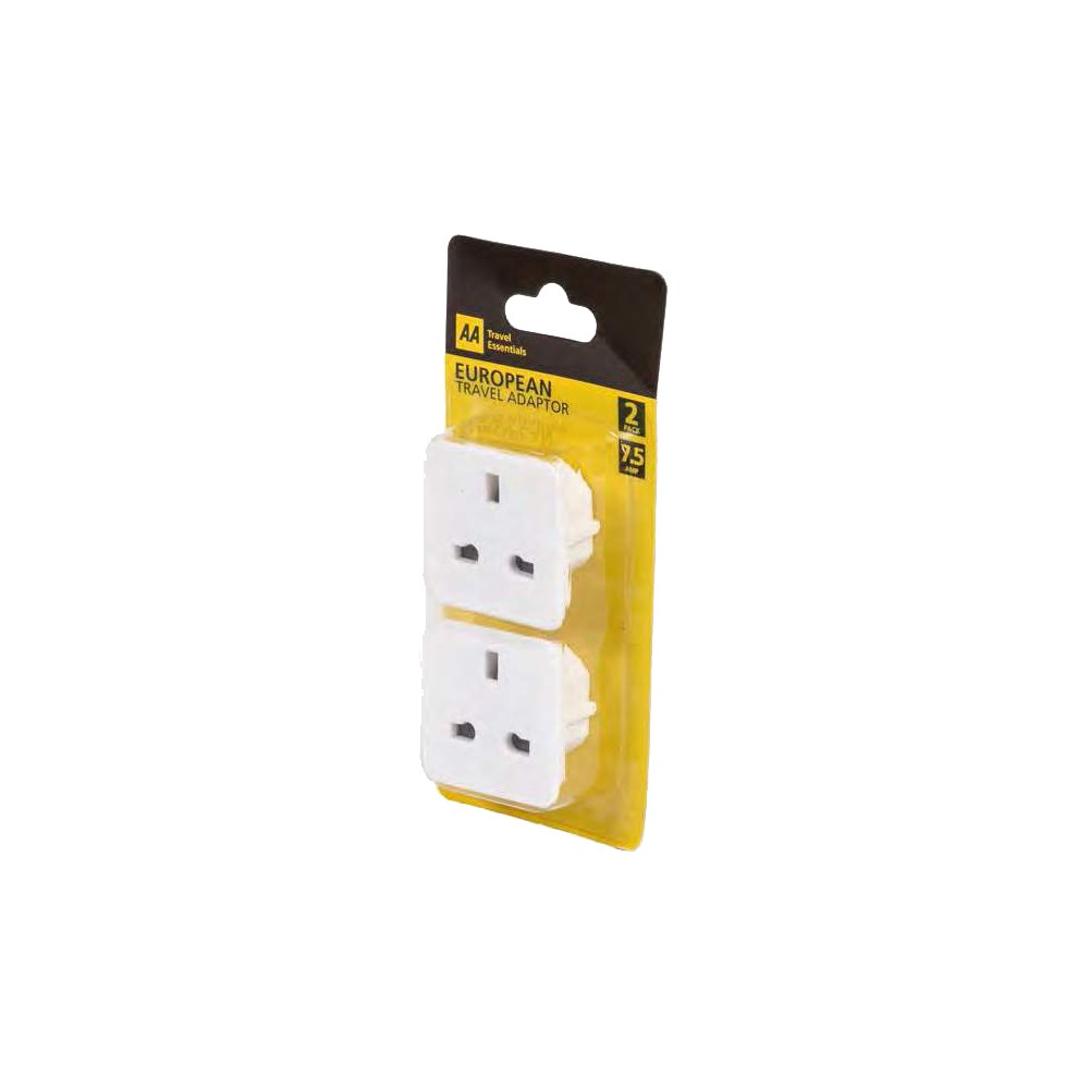 Image for AA Car Essentials 15489 Euro Travel Plug Adaptor - Twin Pack