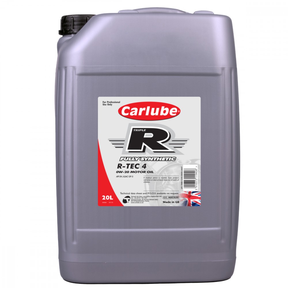 Image for Triple-R R-TEC-4 0W-20 API SN Fully Synthetic 20 Litre