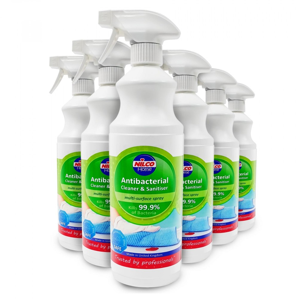 Image for Nilco SVTN1LABRT Antibacterial Cleaner and Sanitiser 1 Litres Multi-Surface Spray x 6