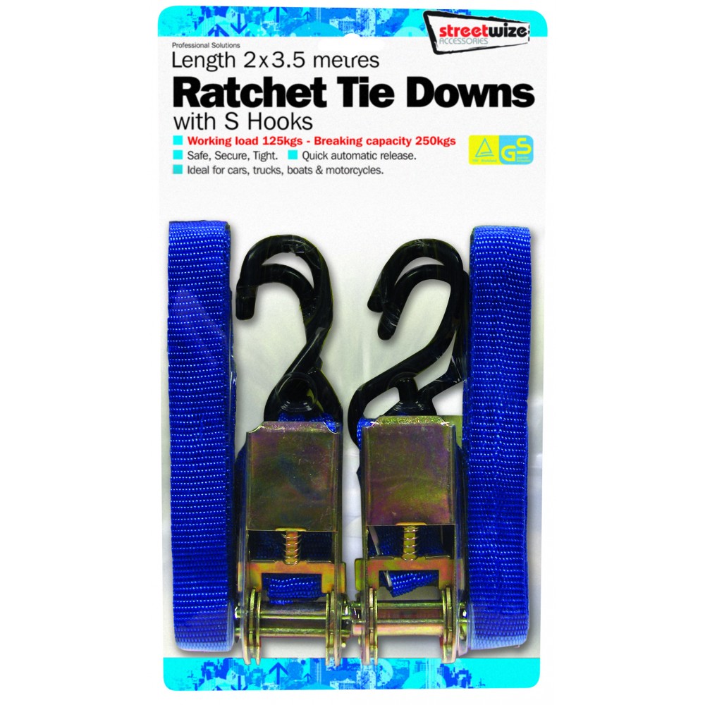 Image for Streetwize SWTD6 Ratchet Tiedown - S Hooks