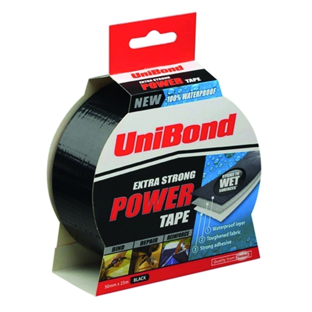 Image for Unibond 1668019 Power Tape Black 50mm x 25m