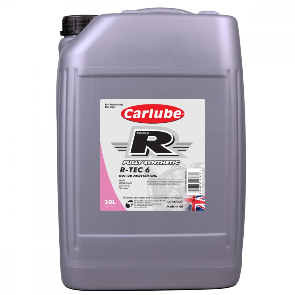 Image for Triple-R R-TEC-6 0W-20 API SN Fully Synthetic 20 Litre