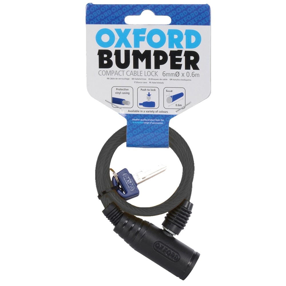 Image for Oxford OF02 Bumper cable lock Smoke 6mm x 600mm
