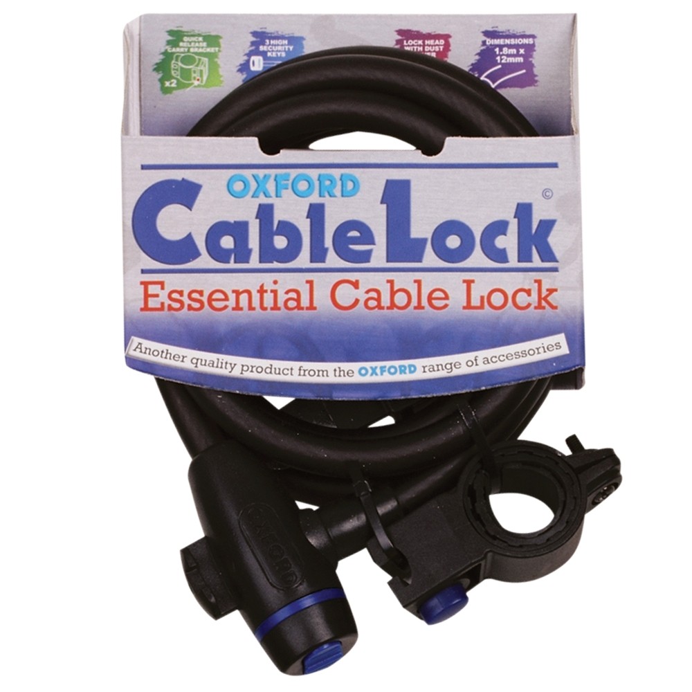 Image for Oxford OF246 Cable Lock 12mm x 1800mm Smoke