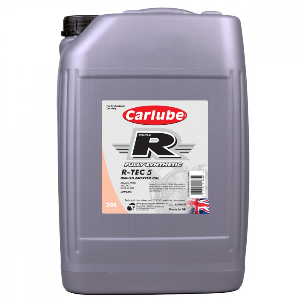 Image for Triple-R R-TEC-5 0W-20 C5 Fully Synthetic 20 Litre