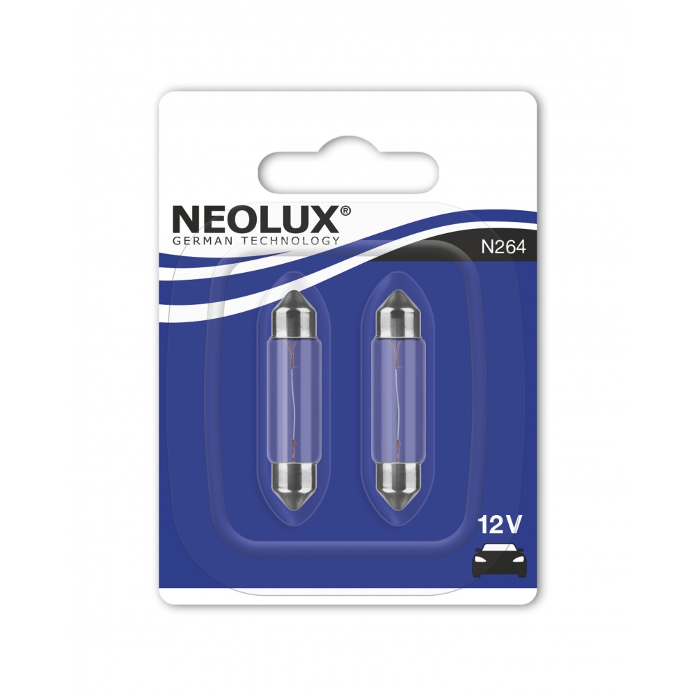 Image for Neolux N264-02B 12v 10w SV8.5-8 41mm (264) Twin blister