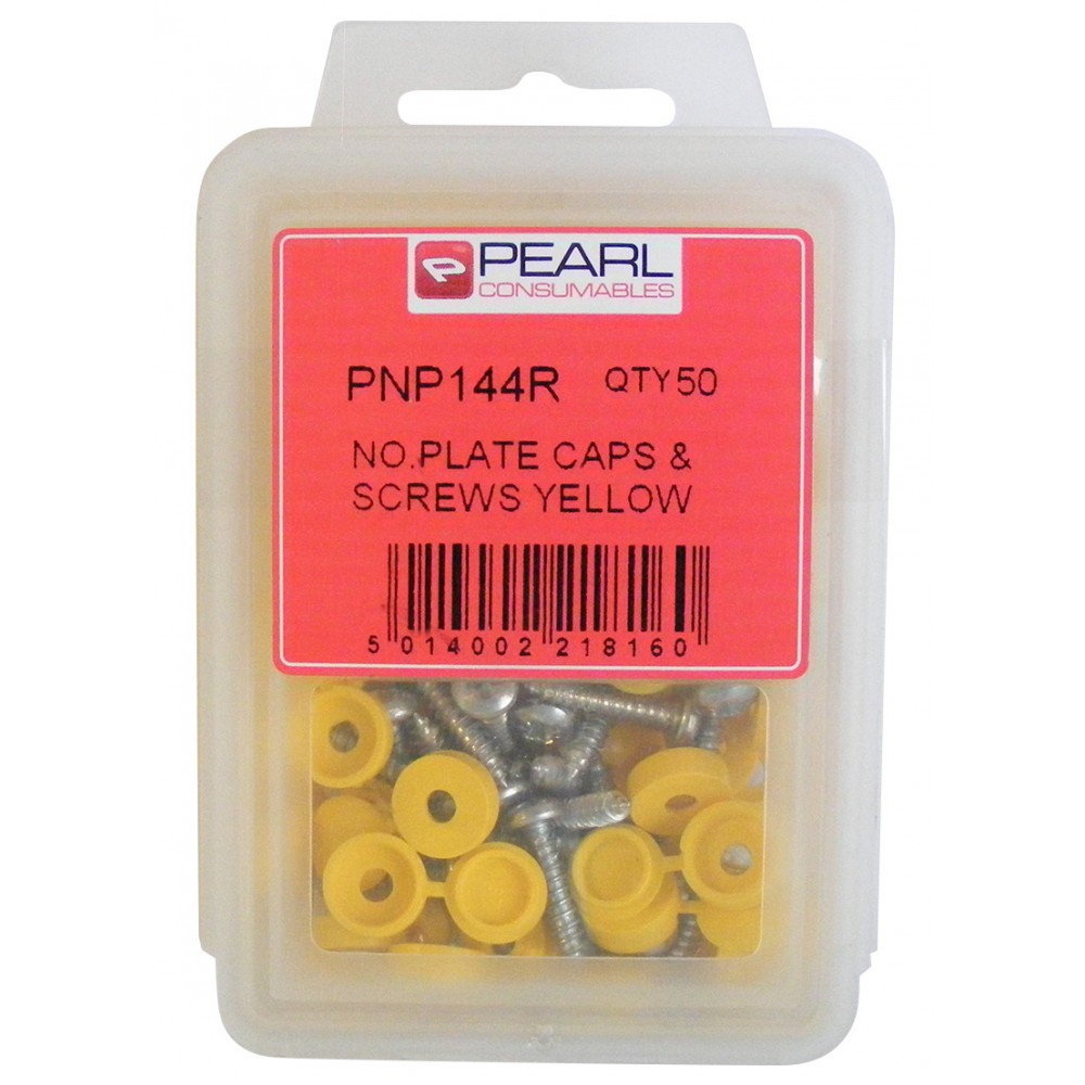 Image for Pearl PNP144R No Plate Caps & Screws Yellow 8x22mm Pack of