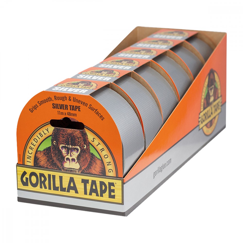 Image for Gorilla 3044911PCK Silver Tape 11m x 48mm - Display Pack of 6