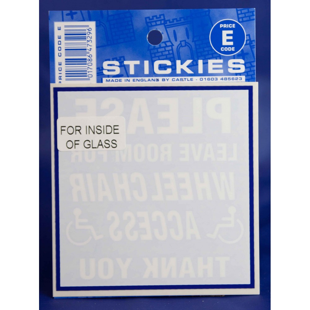 Image for Castle V411 Leave Wheelchair Excess E Code Stickers