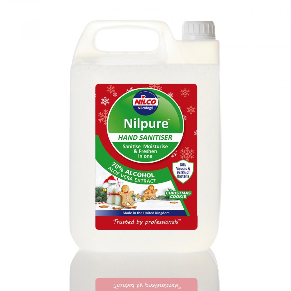 Image for Nilco Nilpure Moisturising Fragranced Christmas Cookies Scented Hand Sanitiser Re-Fill - 5L