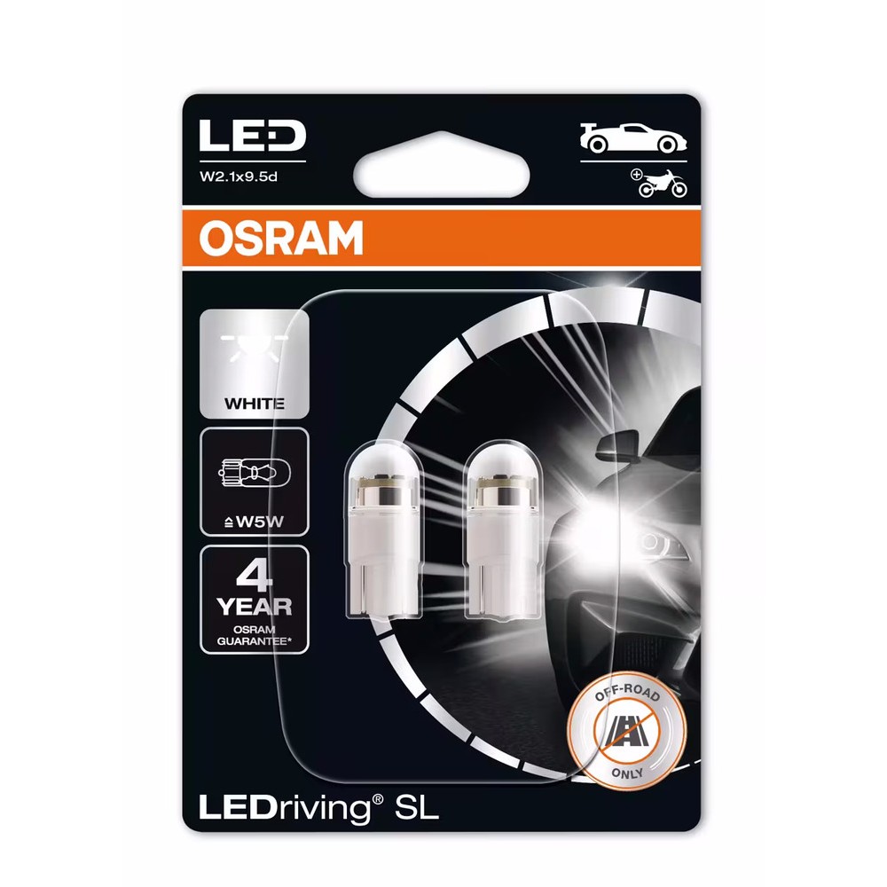 Image for Osram LED 12v W2 1x9 5d 6000K SL white Twin blister