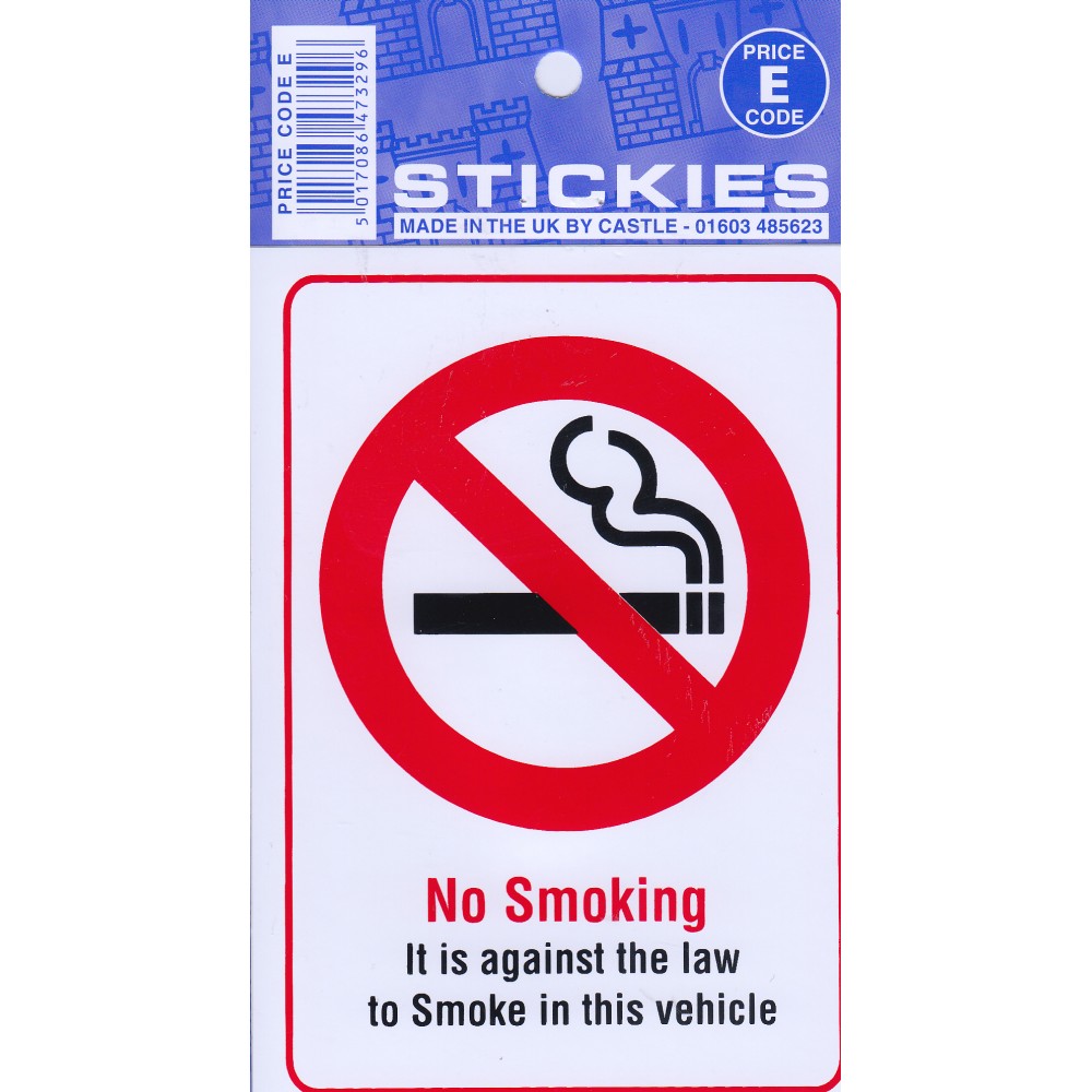 Image for Castle V450 No Smoking Vehicle E Code Stickers