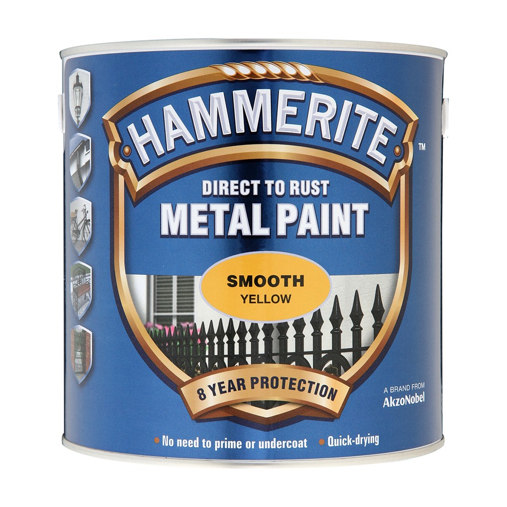 Hammerite 5084877 042 Metal Paint Smooth Yellow 2.5L Tetrosyl Express Ltd