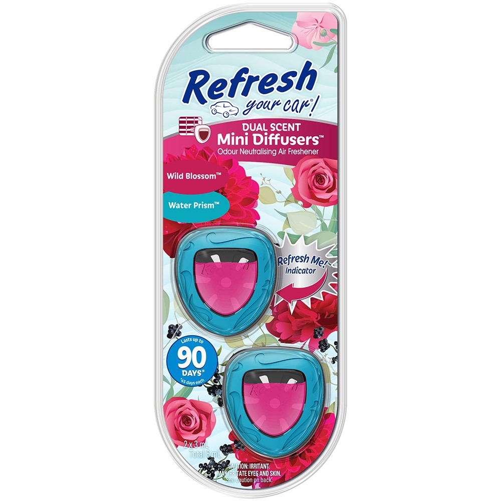 Image for Refresh Your Car 301543300 Air freshener Mini Diffuser Twin Pack Wild Blossom / Water Prism