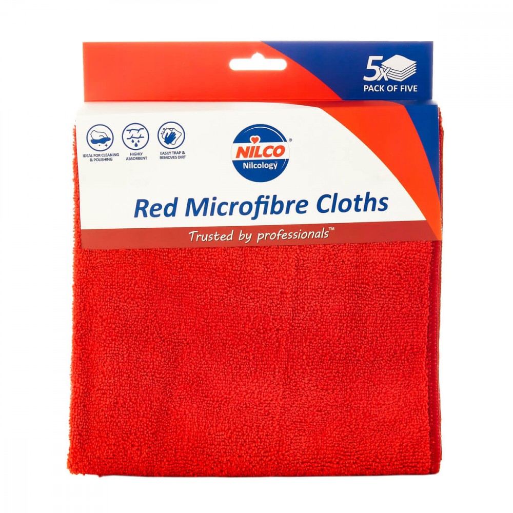 Image for Nilco Microfibre Cloths Red 5Pck