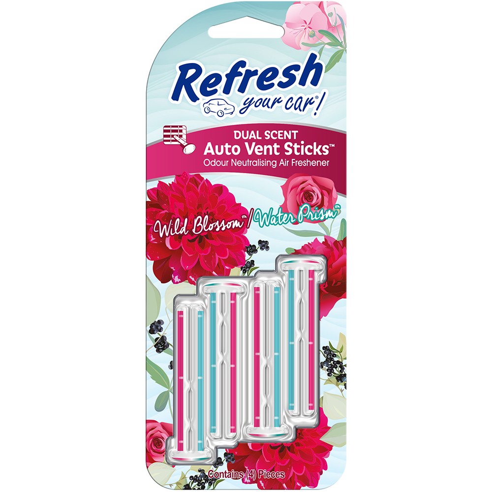 Image for Refresh Your Car 301543400 Air freshener Vent Stick 4 Pack Wild Blossom / Water Prism