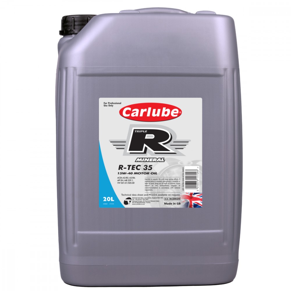 Image for Triple-R R-TEC-35 15W-40 A3/B3 A3/B4 Mineral 20 Litre