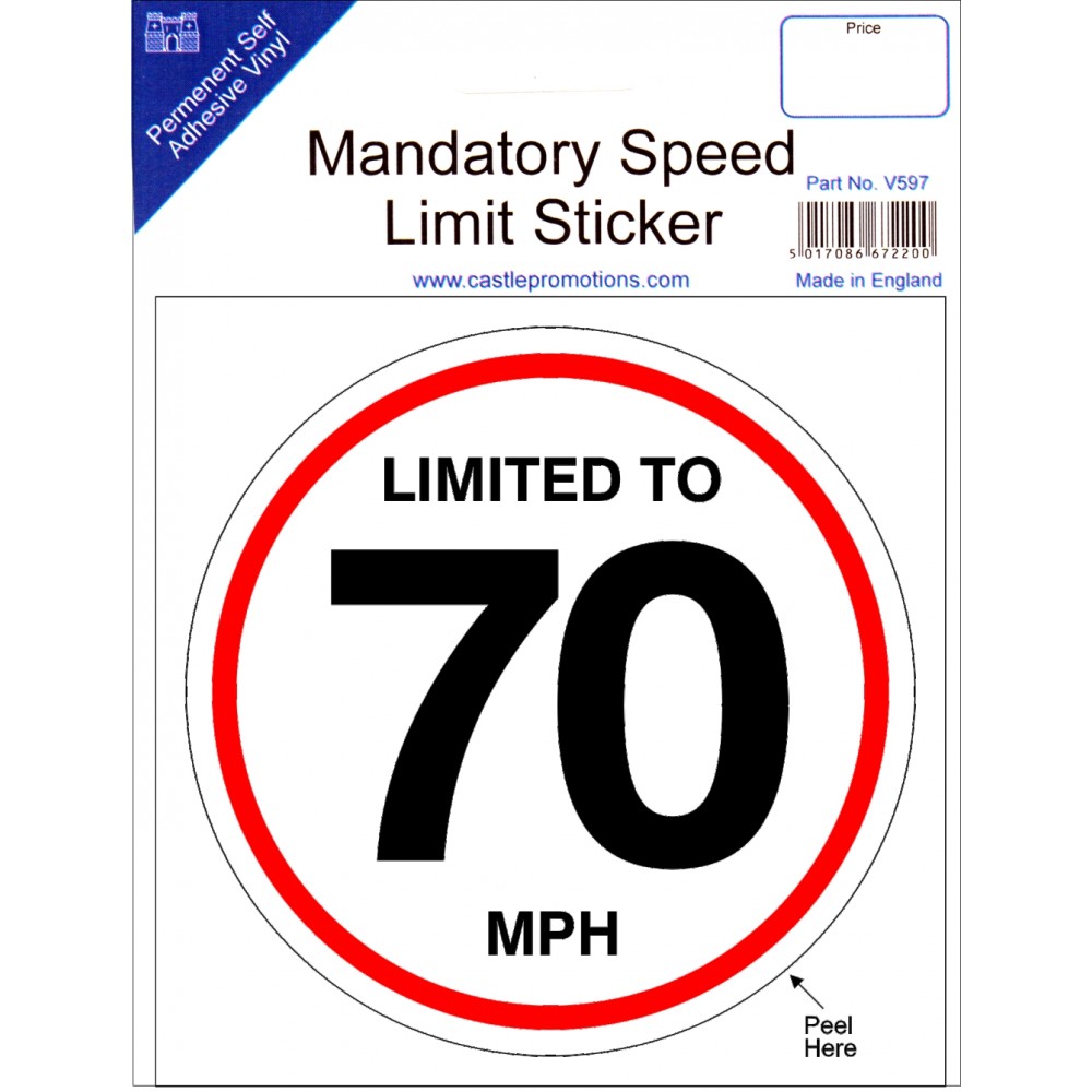 Image for Castle V599 Limited to 70mph sticker