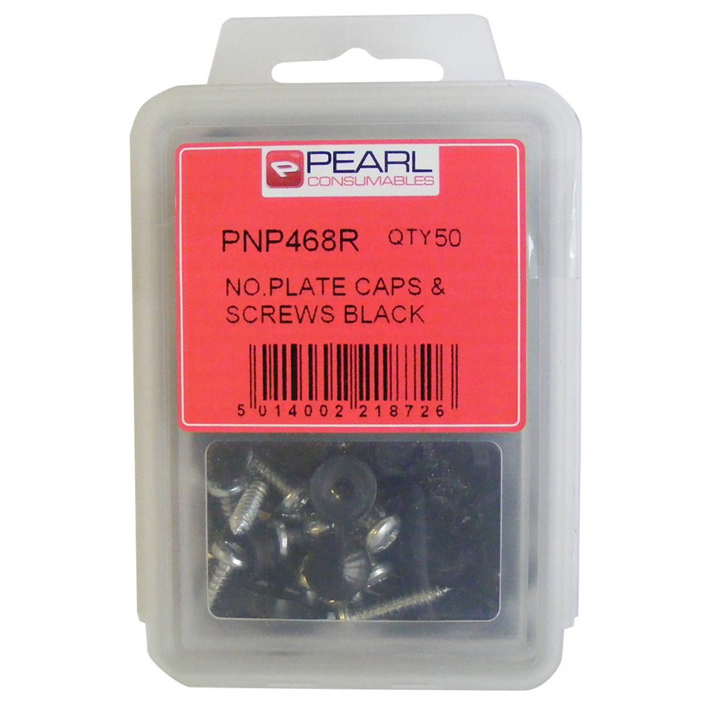 Image for Pearl PNP468R No Plate Caps & Screws Black 8x22mm Pack of
